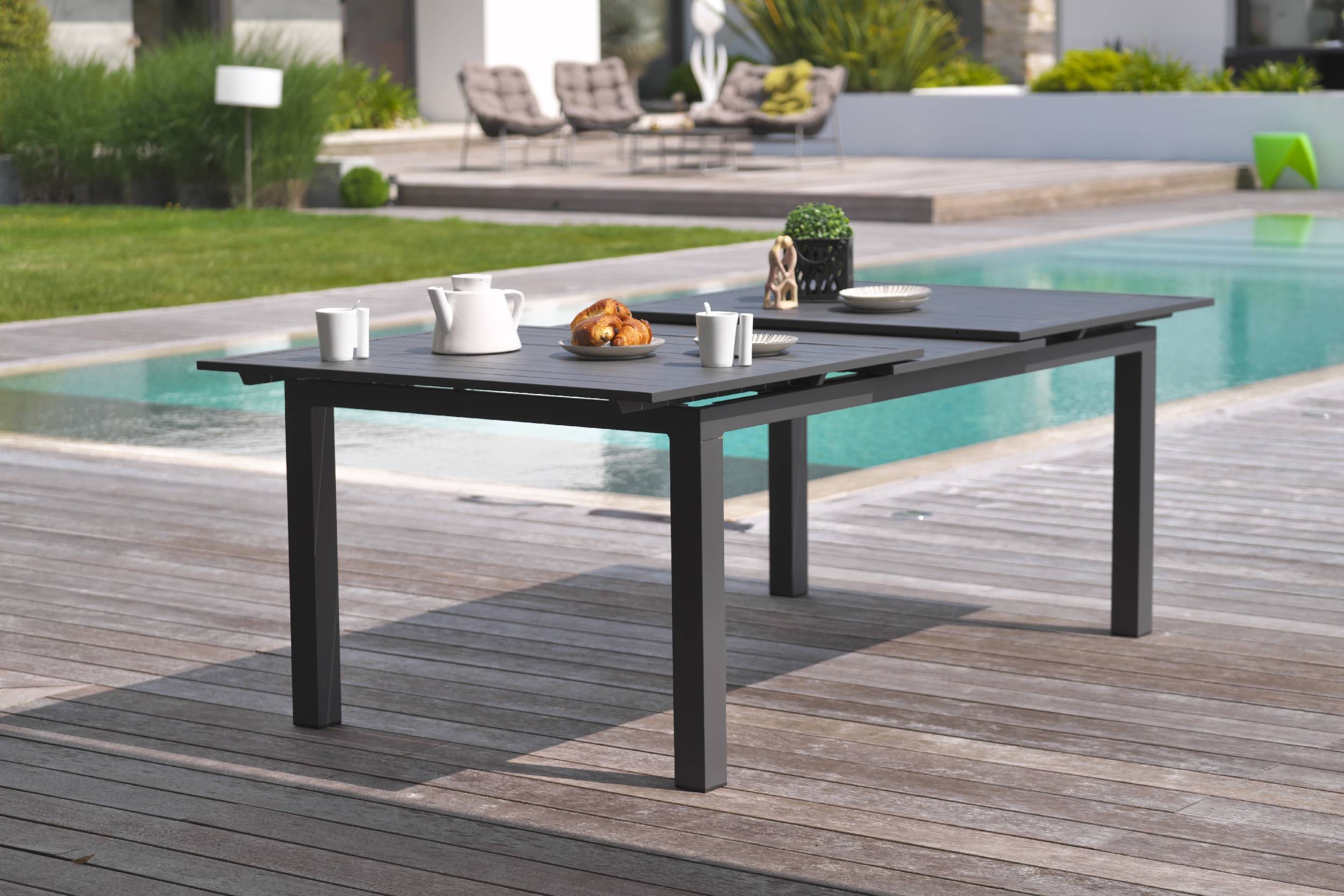 Dcb Garden - Table de jardin 10 places en aluminium - Gris anthracite - ALU-MIAMI - Image 5