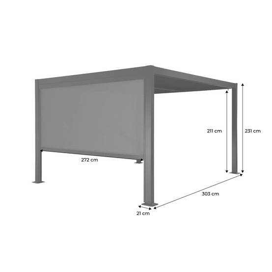Pergola bioclimatique aluminium et acier 3x3m lames orientables + store 3m PALACE noir | sweeek - Image 4