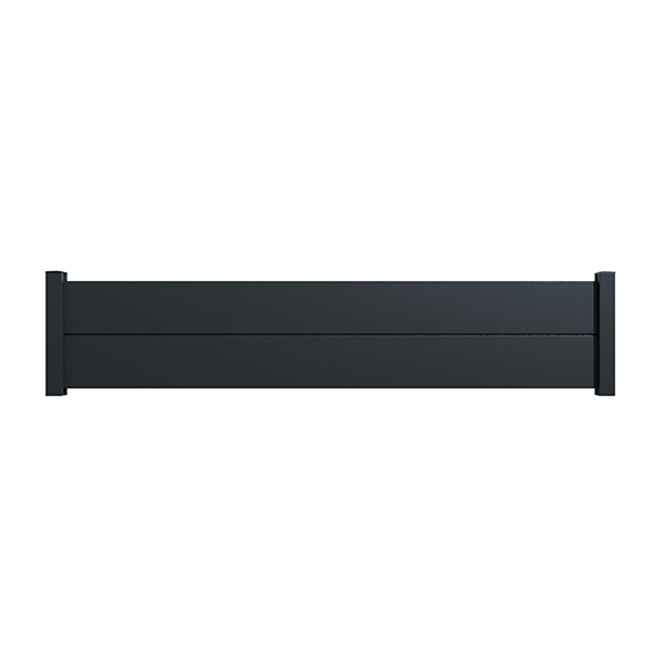 Portail Packit - Clôture alu 2 lames modèle plein en kit dim. L.2107 mm (poteaux compris) X H.460 mm  Gris RAL 7016