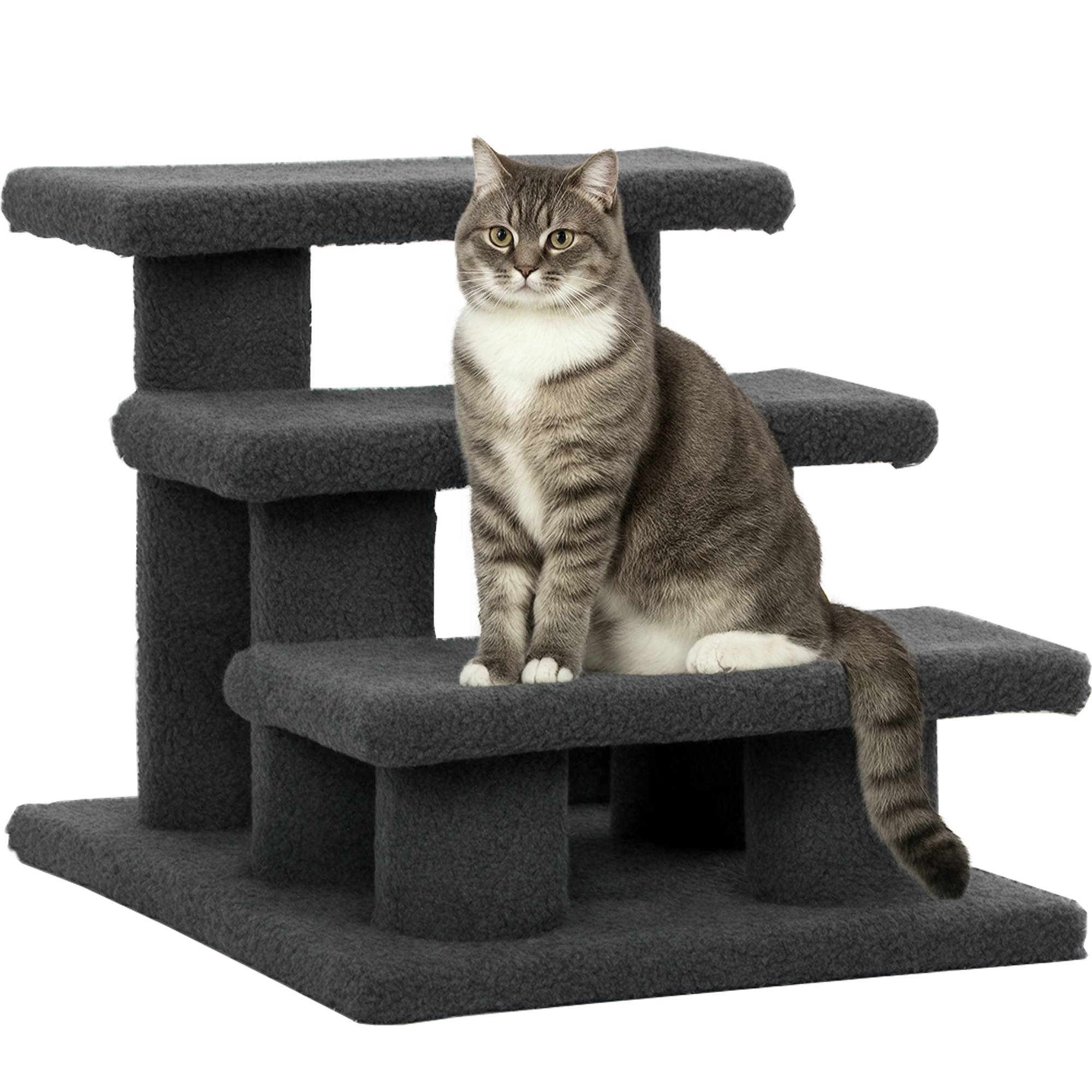 Escalier chat 3 marches, escalier chien, animaux, 45x35x34cm, gris foncé - Image 1