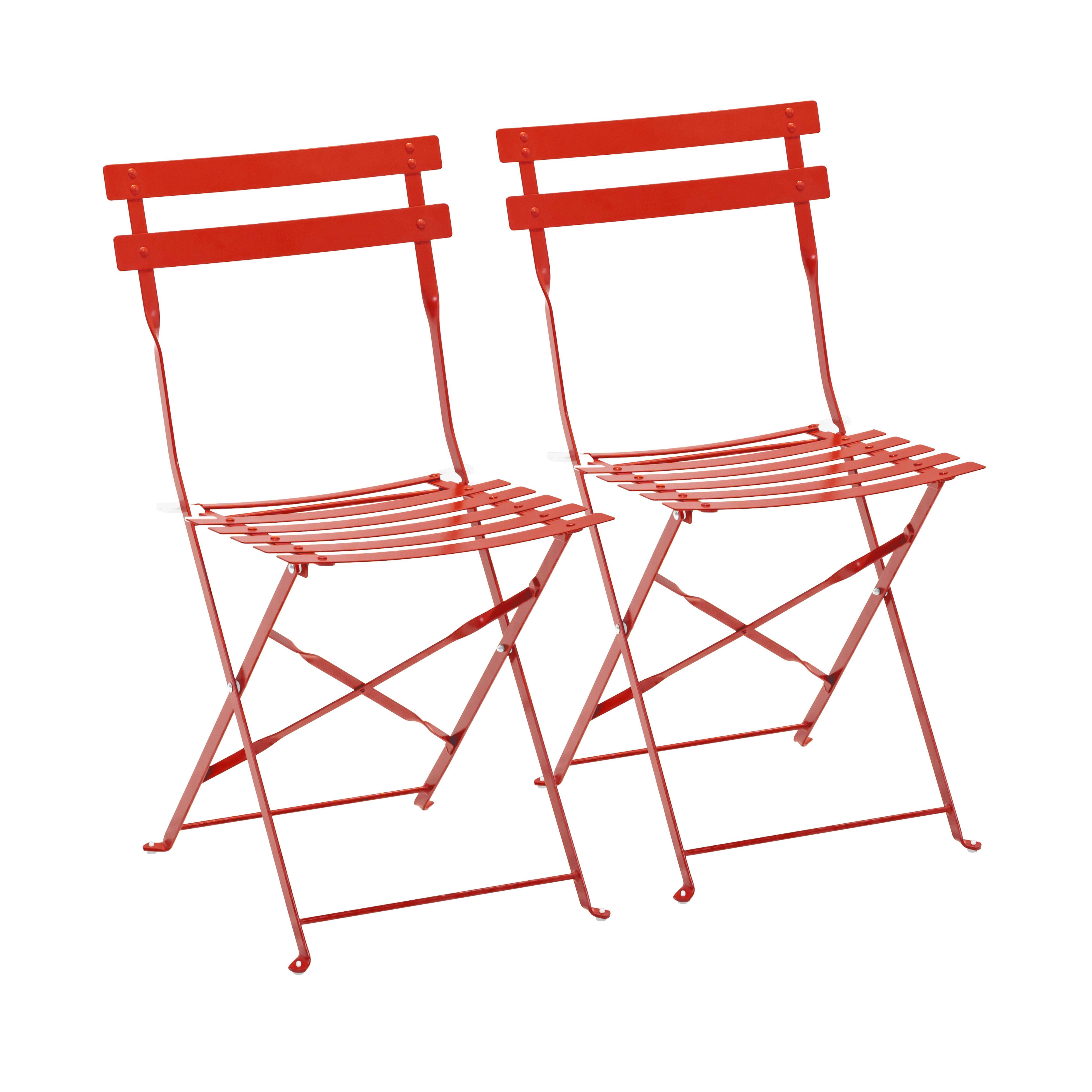 Oviala - Lot de 2 chaises pliantes en acier rouges Rome - Oviala - Imagen 1