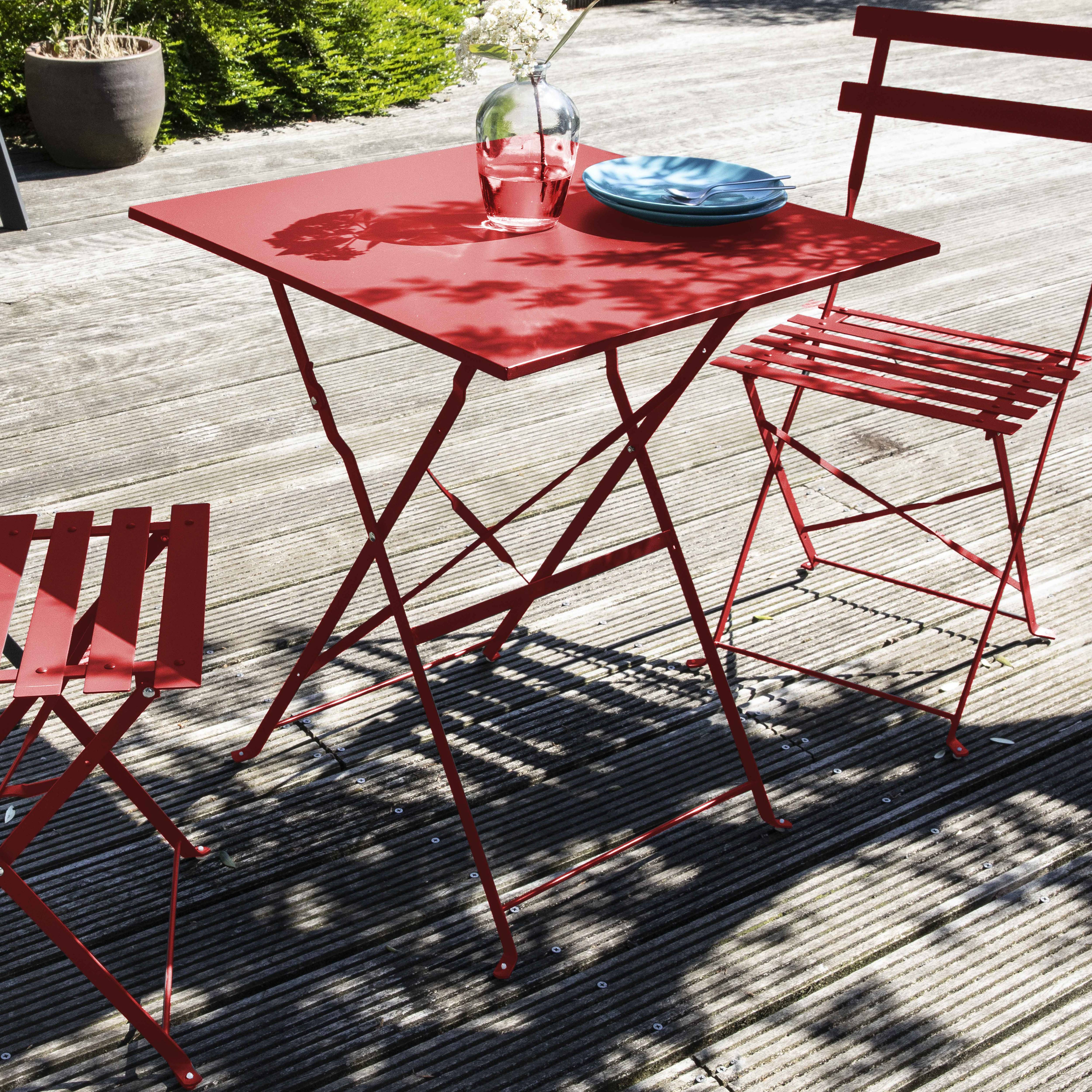 Oviala - Lot de 2 chaises pliantes en acier rouges Rome - Oviala - Imagen 6