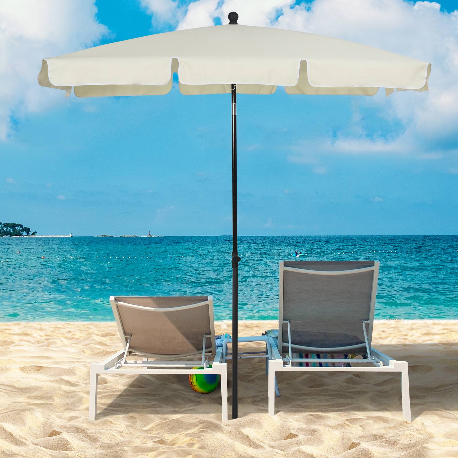 ComfortXL - Parasol Rectangulaire Aluminium pour Jardin Terrasse Inclinable 198x130 cm Beige - ComfortXL Outdoor Living - Image 3