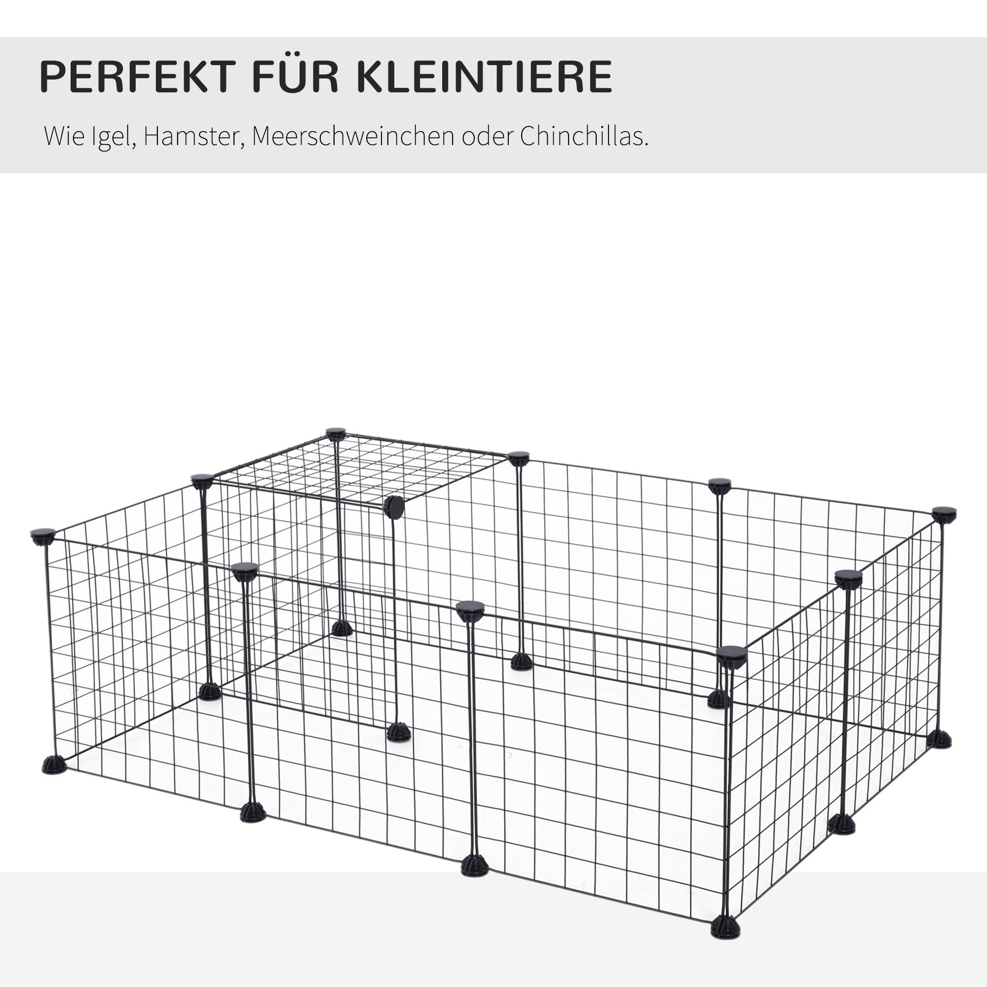 Parc pour petits animaux, métal, noir, 106 x 73 x 36 cm - PANGIVO - Image 4