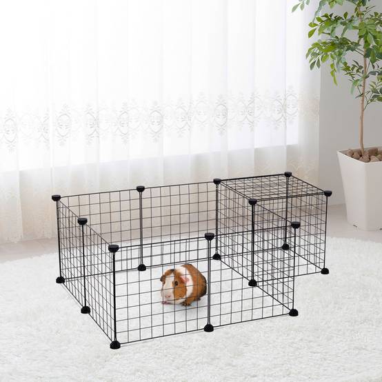Parc pour petits animaux, métal, noir, 106 x 73 x 36 cm - PANGIVO - Image 2