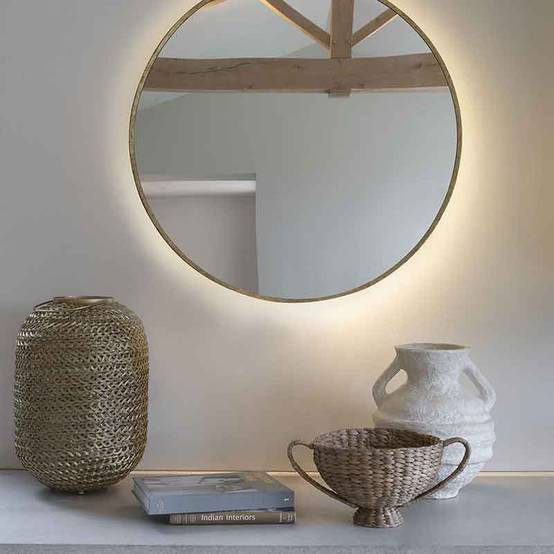 Miroir Victoria rond LED doré 90x3cm - Image 3