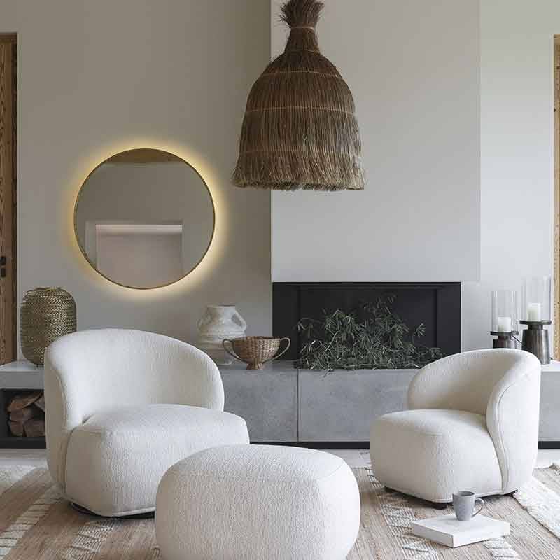 Miroir Victoria rond LED doré 90x3cm - Image 1