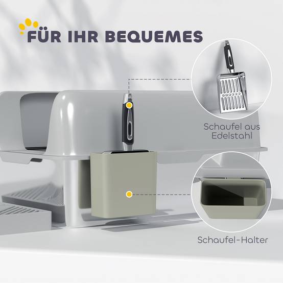 Bac à litière chat Acier Inoxydable Pour félins Maison ouverte bords hauts Gris clair - ComfortXL Outdoor Living - Image 9