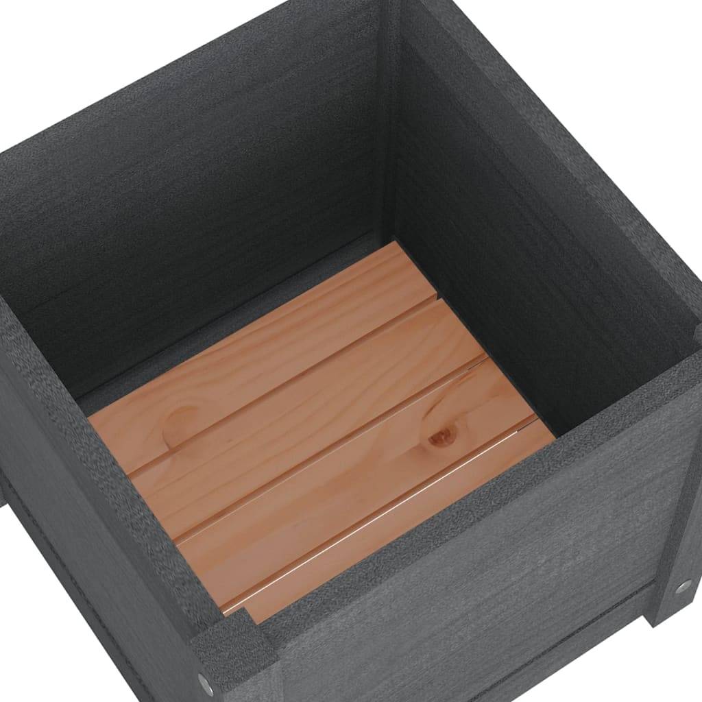 Maison Chic - Jardinière - Pot De Fleurs - Bac à Fleurs Gris 40x40x40 cm Bois de pin massif - Imagen 6