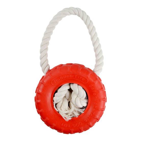 Love Story - Jouet pour Chien "Pneu & Corde" 25cm Rouge - Image 1