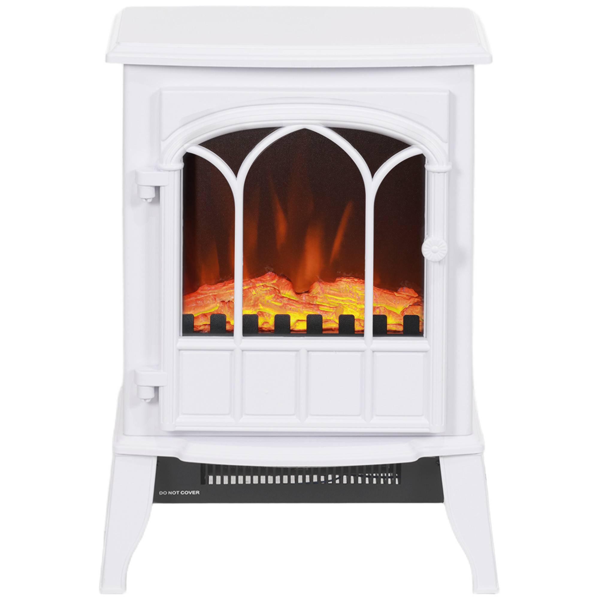 Cheminée électrique sur pied 1000/2000 W, fausse cheminée décorative avec effet flamme LED, blanc - Image 2