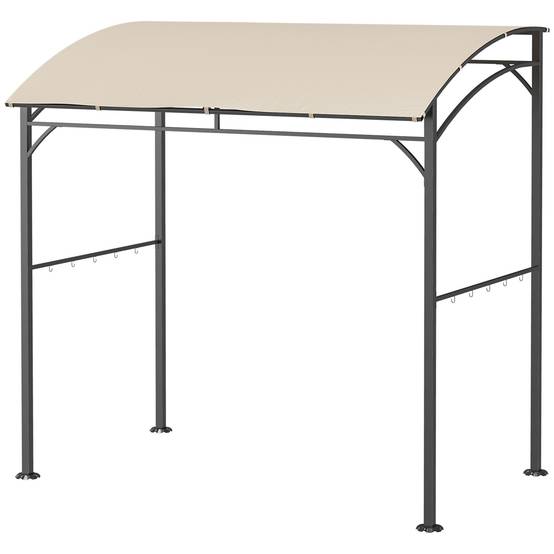 ComfortXL - Abri pour barbecue métal pour terrasse tonnelle toit incurvé avec crochets 215x150cm beige - ComfortXL Outdoor Living - Image 2