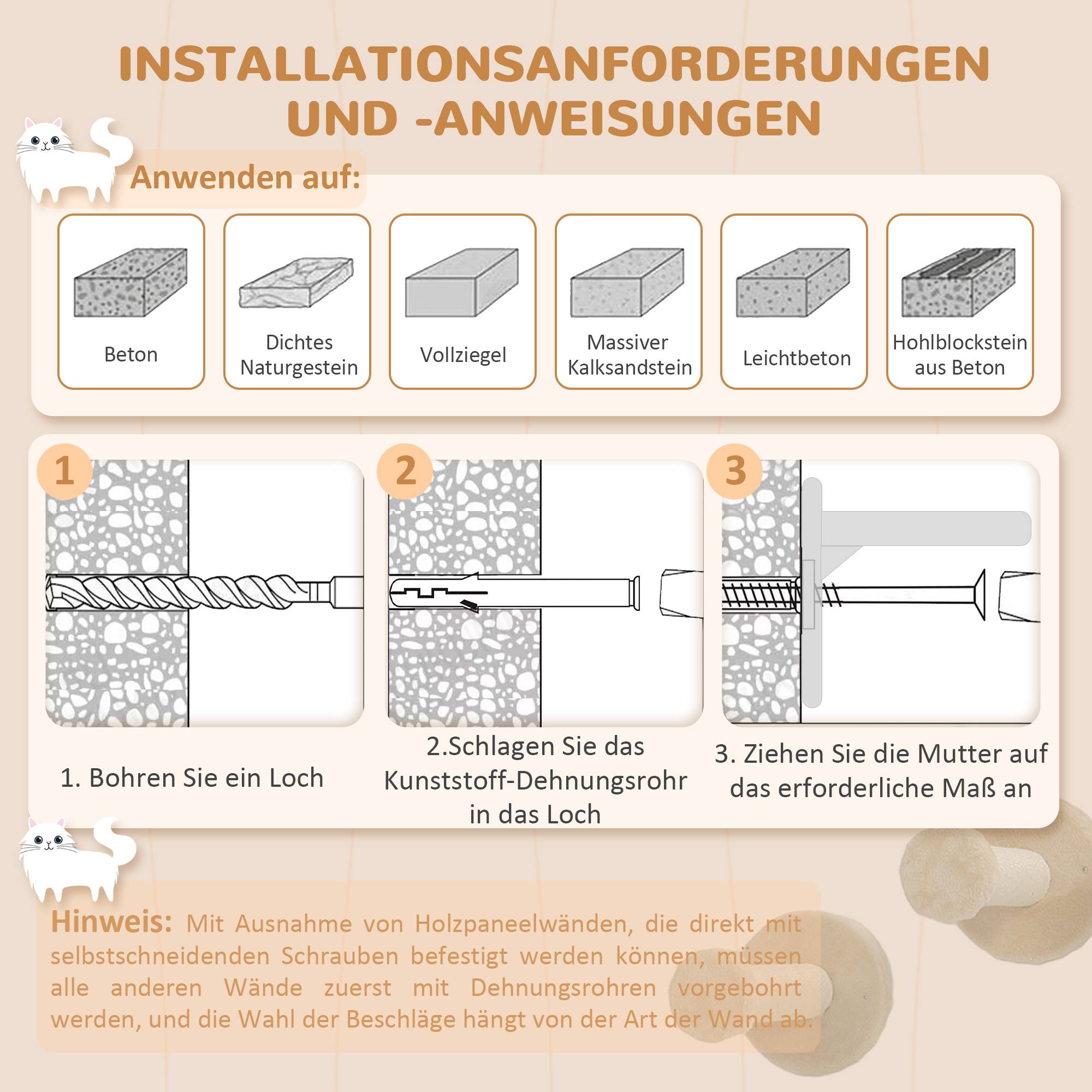 Mur d'escalade d'angle pour chat en bois plateformes et poteaux sisal 110cm beige - ComfortXL Outdoor Living - Image 9