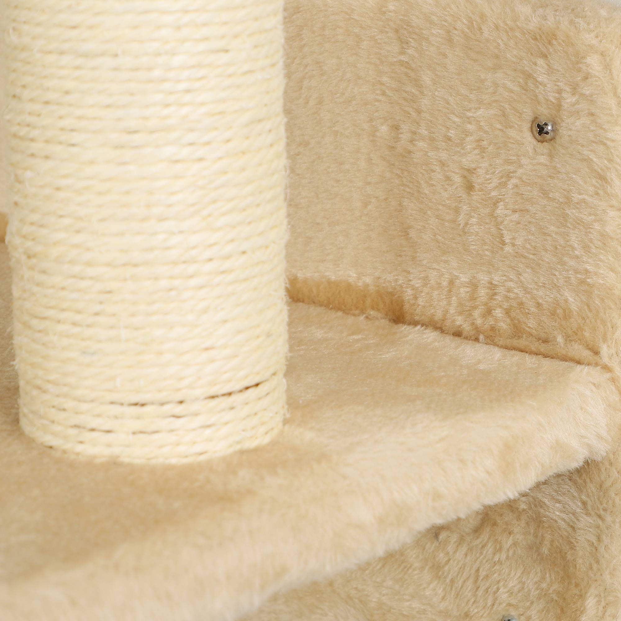 Mur d'escalade d'angle pour chat en bois plateformes et poteaux sisal 110cm beige - ComfortXL Outdoor Living - Image 10