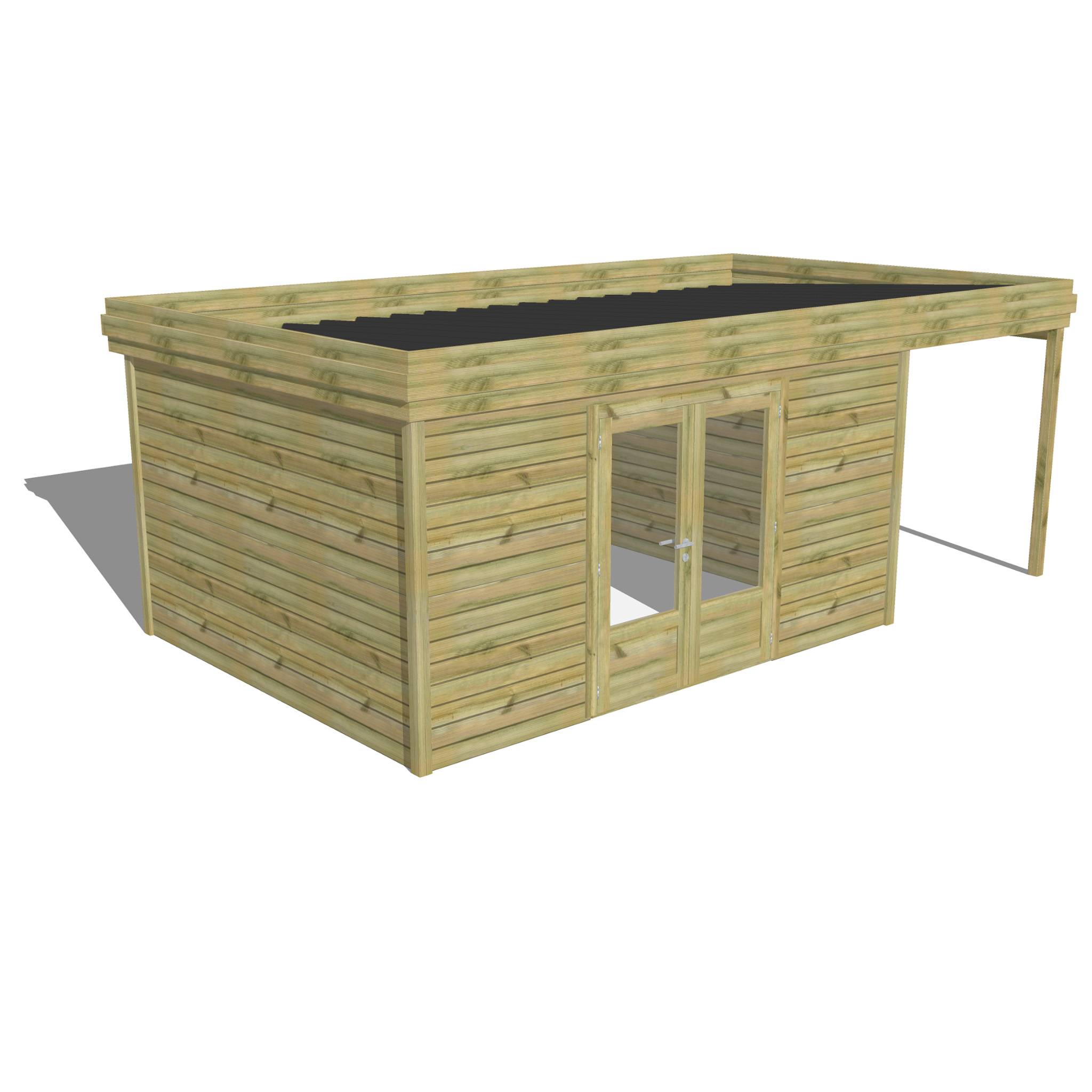 Abri Français - ABRI DE JARDIN bois Pin traité autoclave 27mm - 6,34x3,44m / 22m2 - Bac acier - Abri Français - Image 1