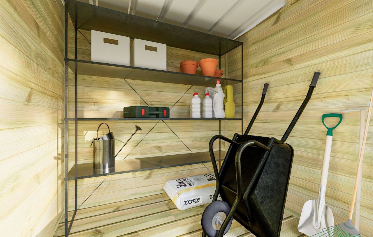 Sans Marque - ABRI DE JARDIN bois  autoclave 27mm - 2,14x2,14m / 5m2 - Bac acier - Plancher bois - Imagen 3
