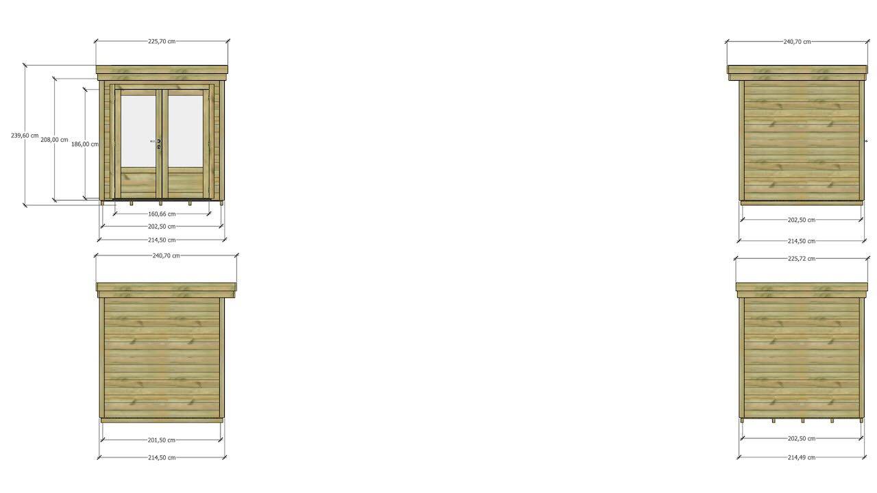 Sans Marque - ABRI DE JARDIN bois  autoclave 27mm - 2,14x2,14m / 5m2 - Bac acier - Plancher bois - Imagen 4