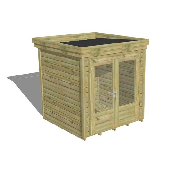 Sans Marque - ABRI DE JARDIN bois autoclave 27mm - 2,14x2,14m / 5m2 - Bac acier - Plancher bois - Image 1