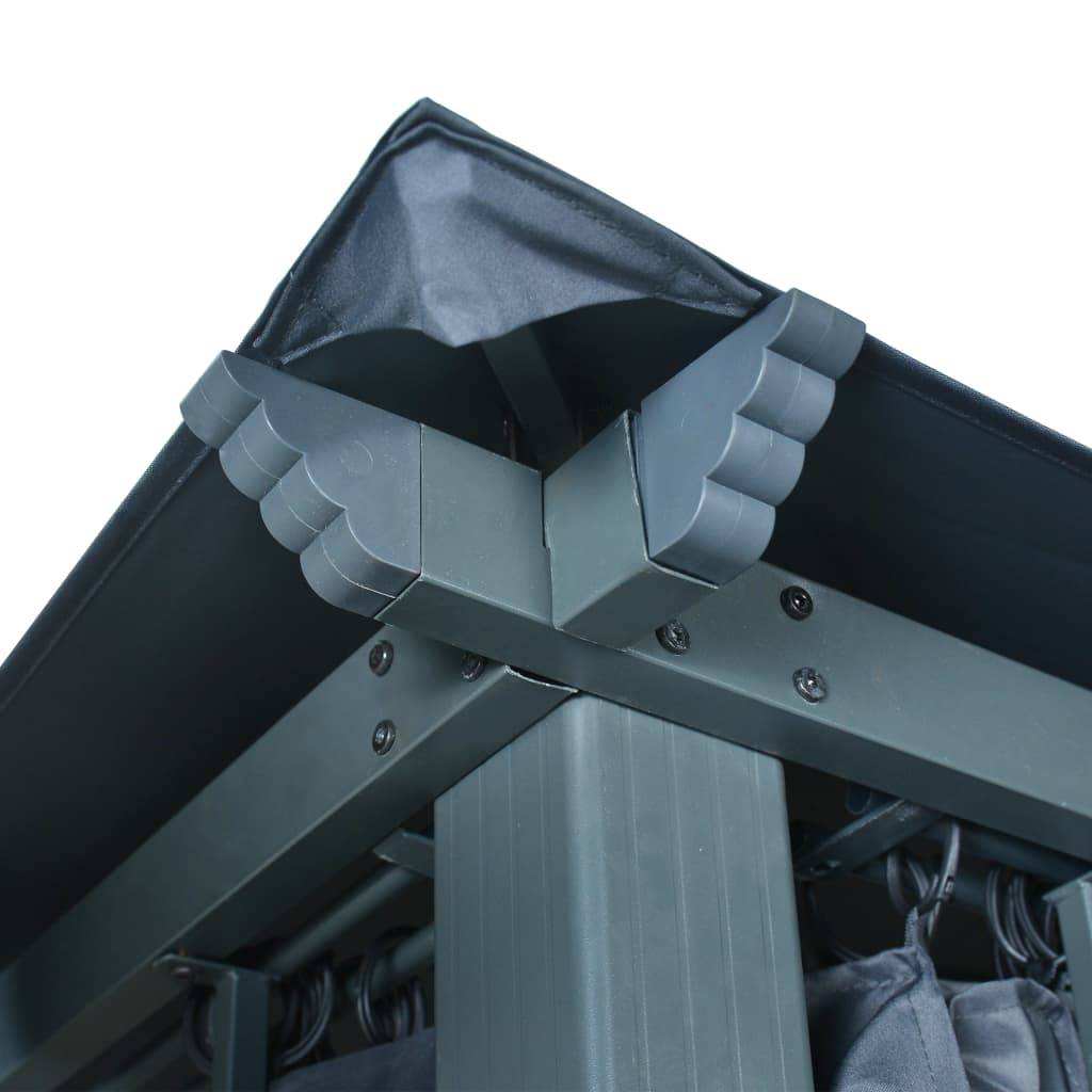 Vidaxl - Tonnelle avec rideau et lumières LED 4x3 m Anthracite Aluminium vidaXL 3070336 - Image 4