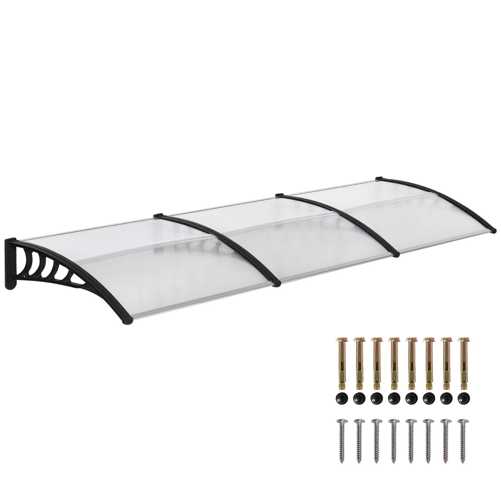 Store extérieur pour portes et fenêtres 303 x 96 cm, toit de protection transparent en polycarbonate - Image 1
