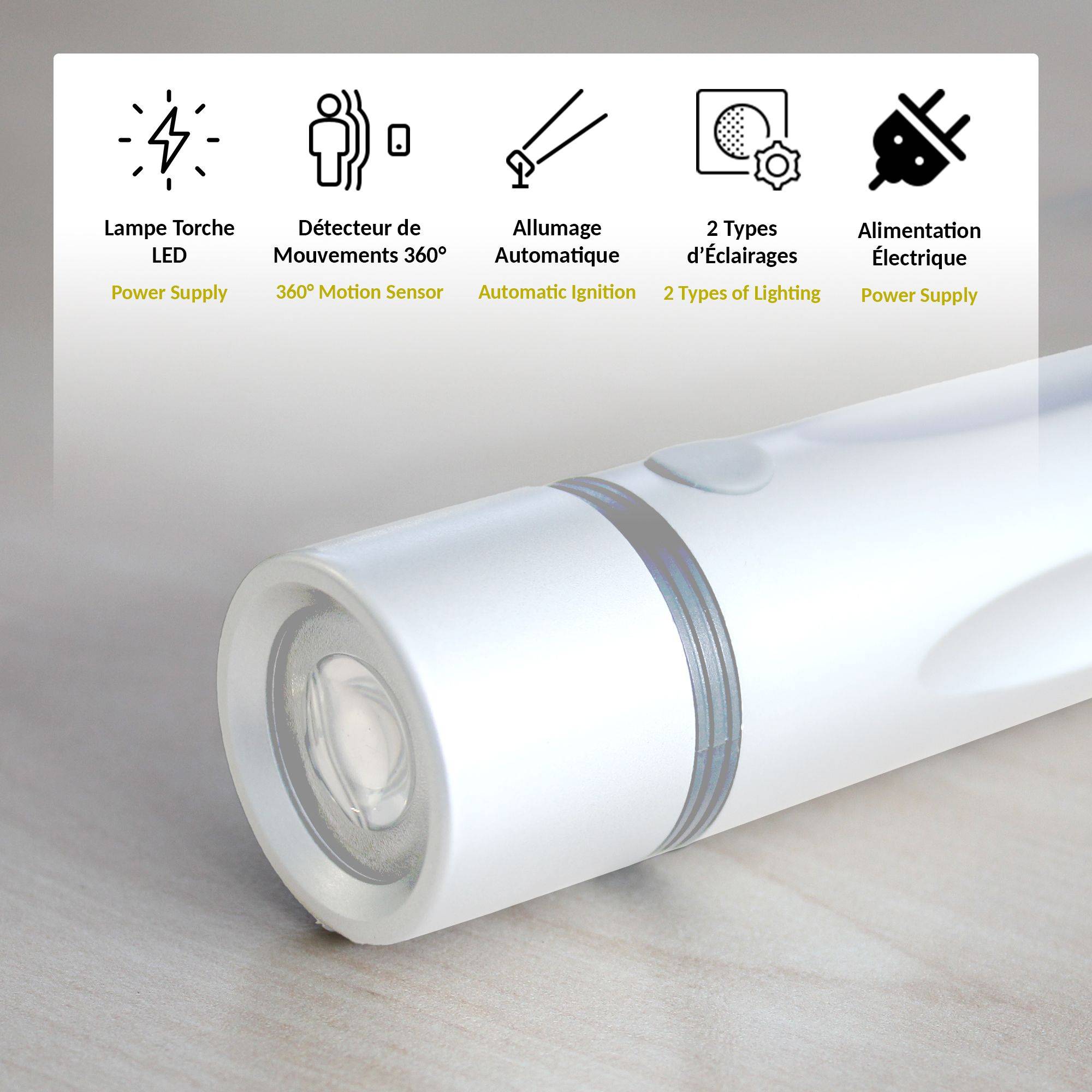 Lampe Torche FISHTEC Veilleuse - Détecteur de Mouvements - Rechargeable - Image 3