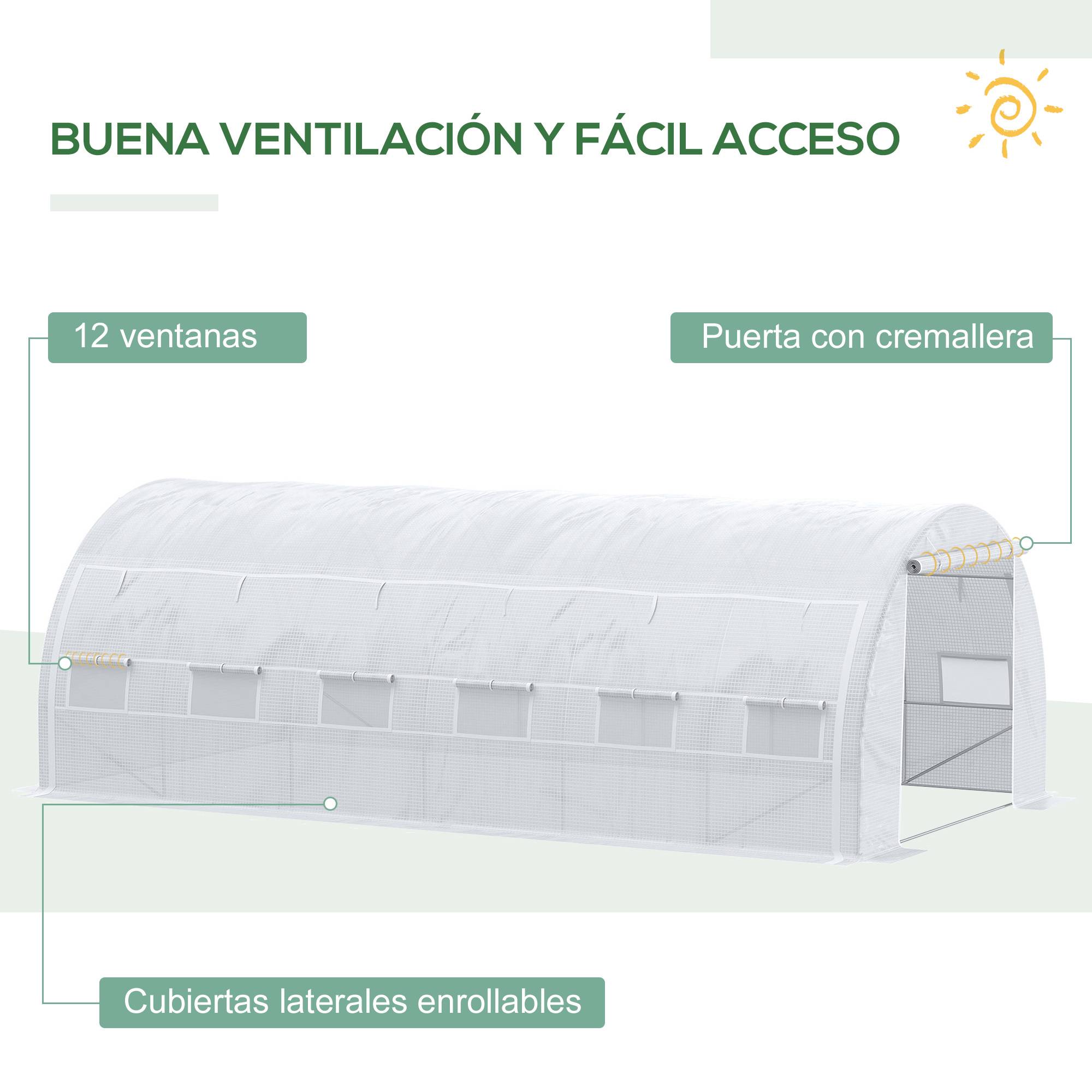 Serre Tunnel de Jardin XXL 18m² Acier Galvanisé avec 12 Fenêtres pour Grandes Cultures 6x3x2 m Blanc - ComfortXL Outdoor Living - Image 7