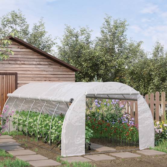 Serre Tunnel de Jardin XXL 18m² Acier Galvanisé avec 12 Fenêtres pour Grandes Cultures 6x3x2 m Blanc - ComfortXL Outdoor Living - Image 3