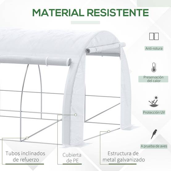 Serre Tunnel de Jardin XXL 18m² Acier Galvanisé avec 12 Fenêtres pour Grandes Cultures 6x3x2 m Blanc - ComfortXL Outdoor Living - Image 6