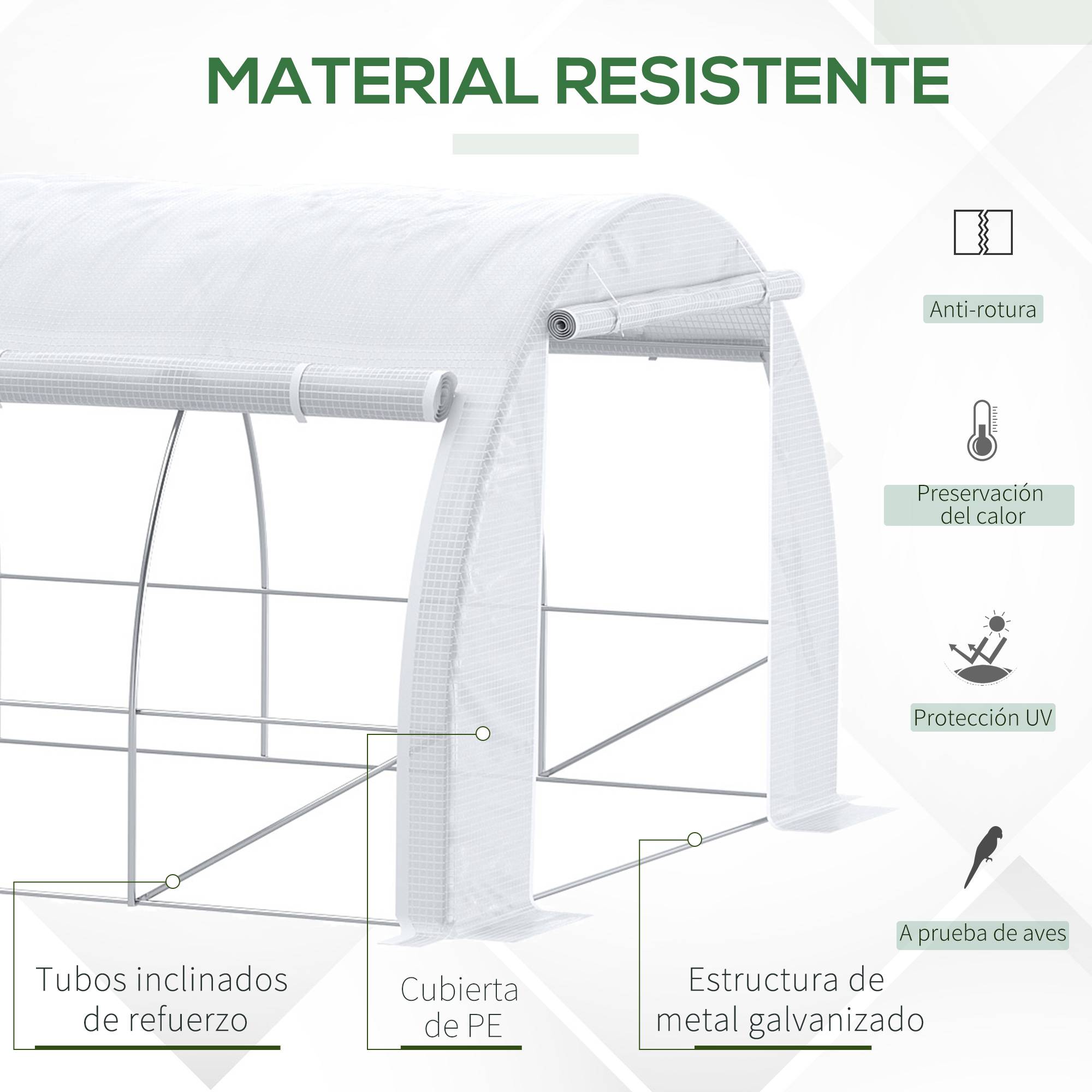 Serre Tunnel de Jardin XXL 18m² Acier Galvanisé avec 12 Fenêtres pour Grandes Cultures 6x3x2 m Blanc - ComfortXL Outdoor Living - Image 6