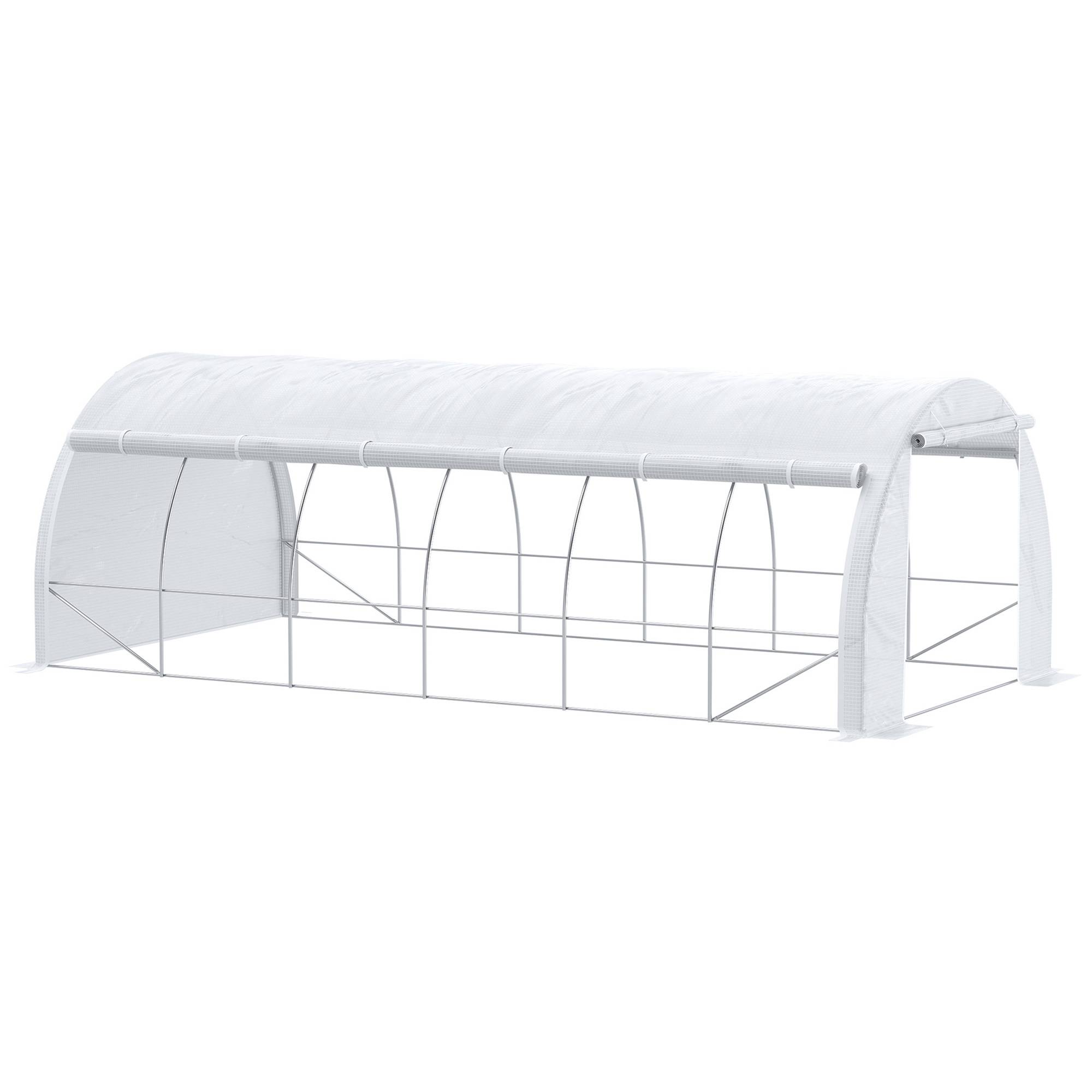 Serre Tunnel de Jardin XXL 18m² Acier Galvanisé avec 12 Fenêtres pour Grandes Cultures 6x3x2 m Blanc - ComfortXL Outdoor Living - Image 1