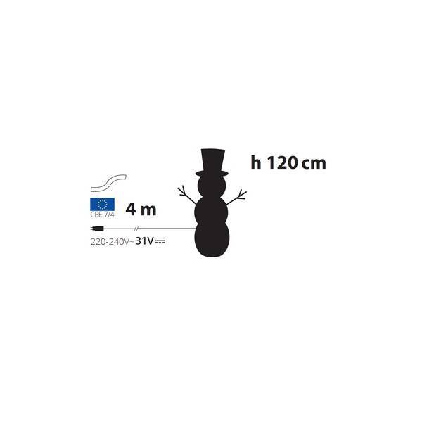 Lotti - Bonhomme de Neige 3D H120cm 260 LED blanc froid 8 jeux lumières IP44 SMART Connect 31V Lotti - Imagen 2