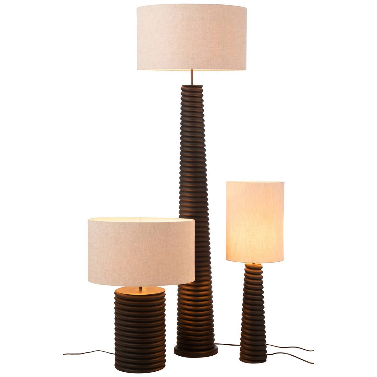 Lampadaire Filetage en Bois "Ailanthus" 160cm Noir - Image 5