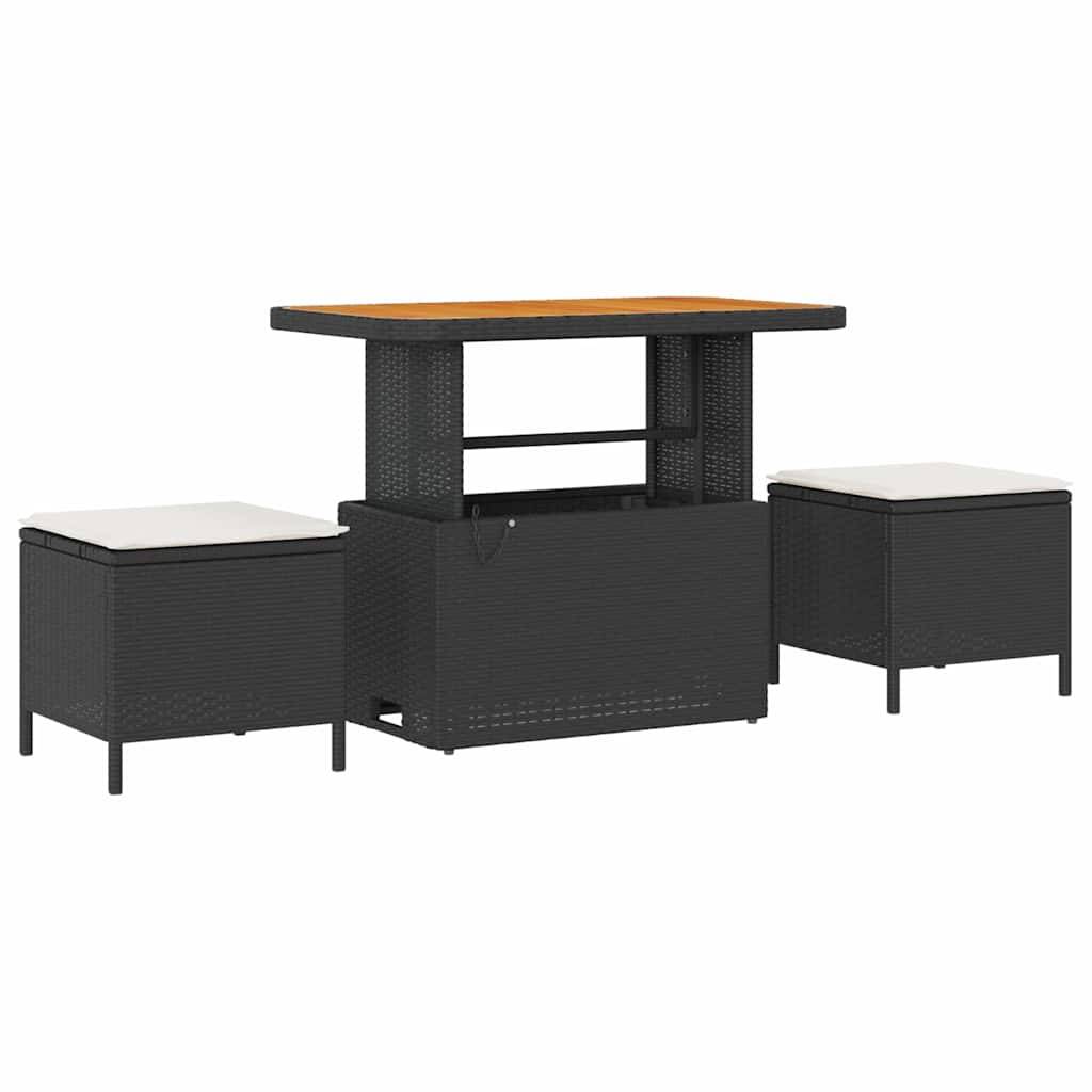 Salon de jardin 8 places en polyrotin et bois d'acacia avec table basse pour jardin noir 9 pcs – ComfortXL Outdoor Living - Image 7