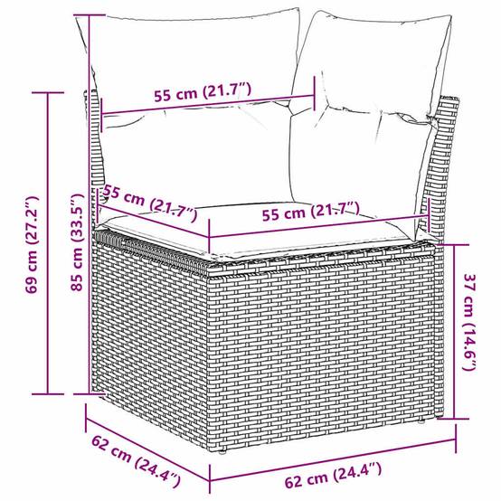 Salon de jardin 8 places en polyrotin et bois d'acacia avec table basse pour jardin noir 9 pcs – ComfortXL Outdoor Living - Image 5