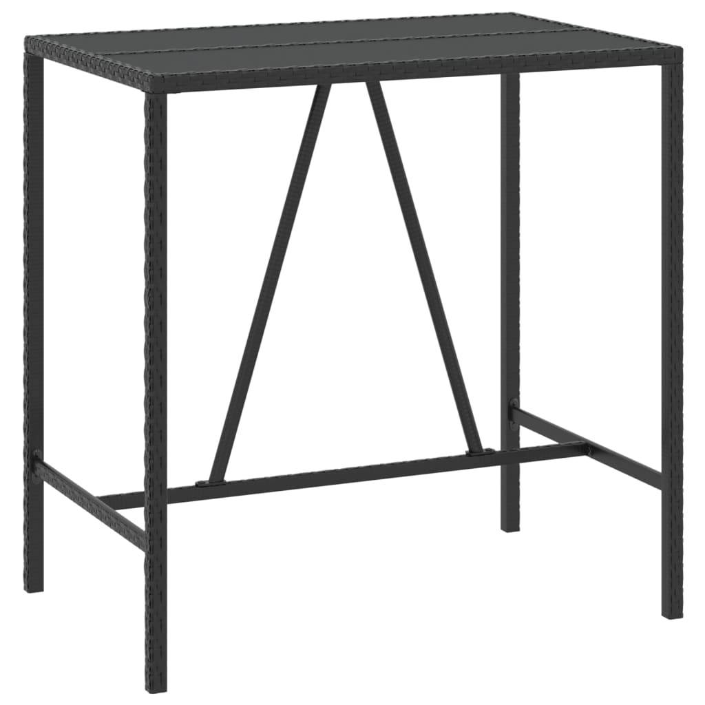 Helloshop26 - Ensemble de bar de jardin meuble extérieur terrasse 7 pièces noir poly rotin/bois massif acacia - Imagen 3