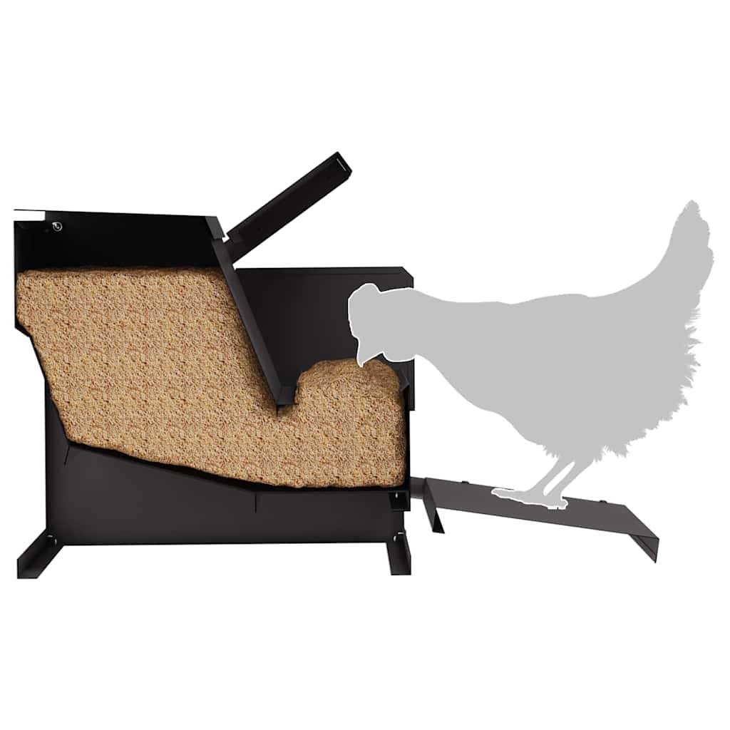 Large Mangeoire Pédale Acier Poule Basse 50cm Noir - ComfortXL Outdoor Living - Image 7