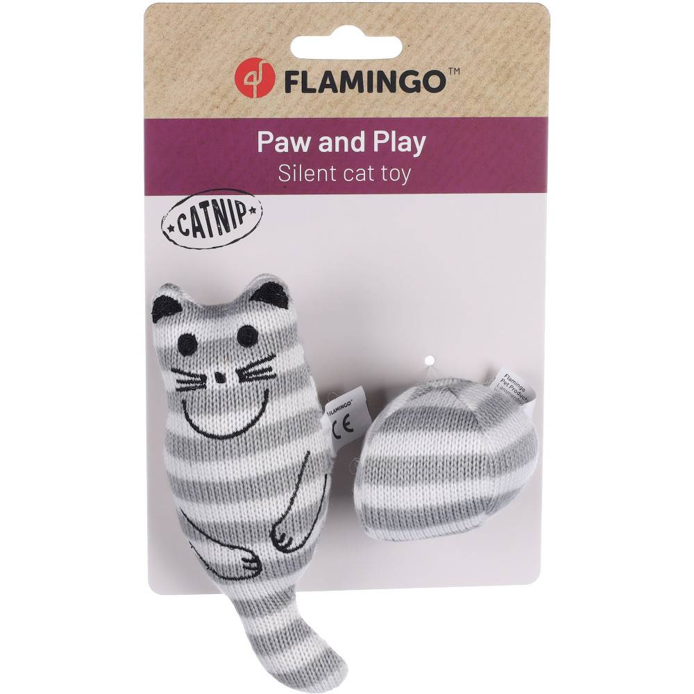 Jouet Chat Gris + balle avec Catnip 13 cm x 3 cm pour chat - Imagen 3