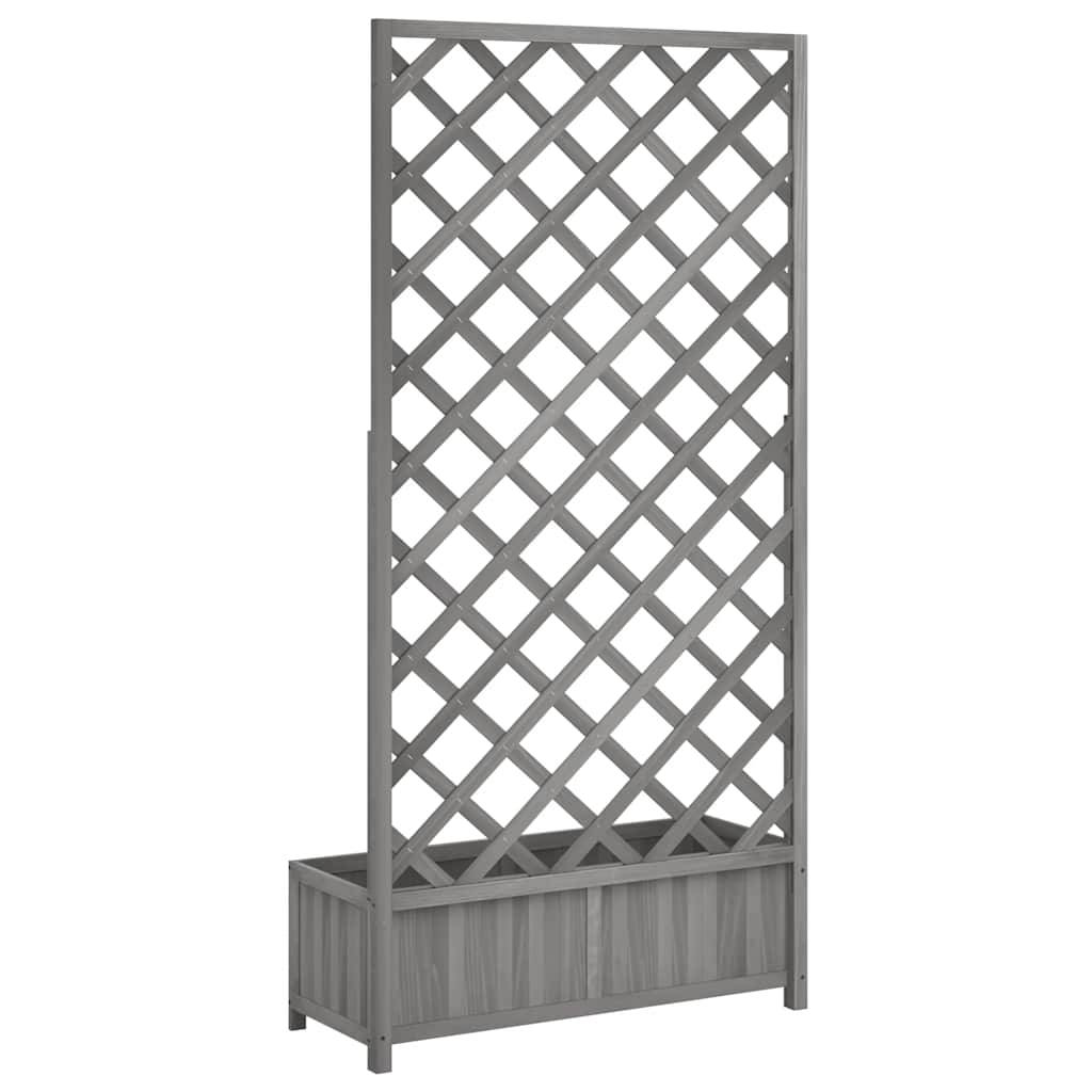 Jardinière avec treillis bois massif de sapin gris 90 x 35 x 180 cm - PANGIVO - Image 7