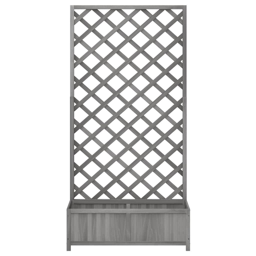 Jardinière avec treillis bois massif de sapin gris 90 x 35 x 180 cm - PANGIVO - Image 5