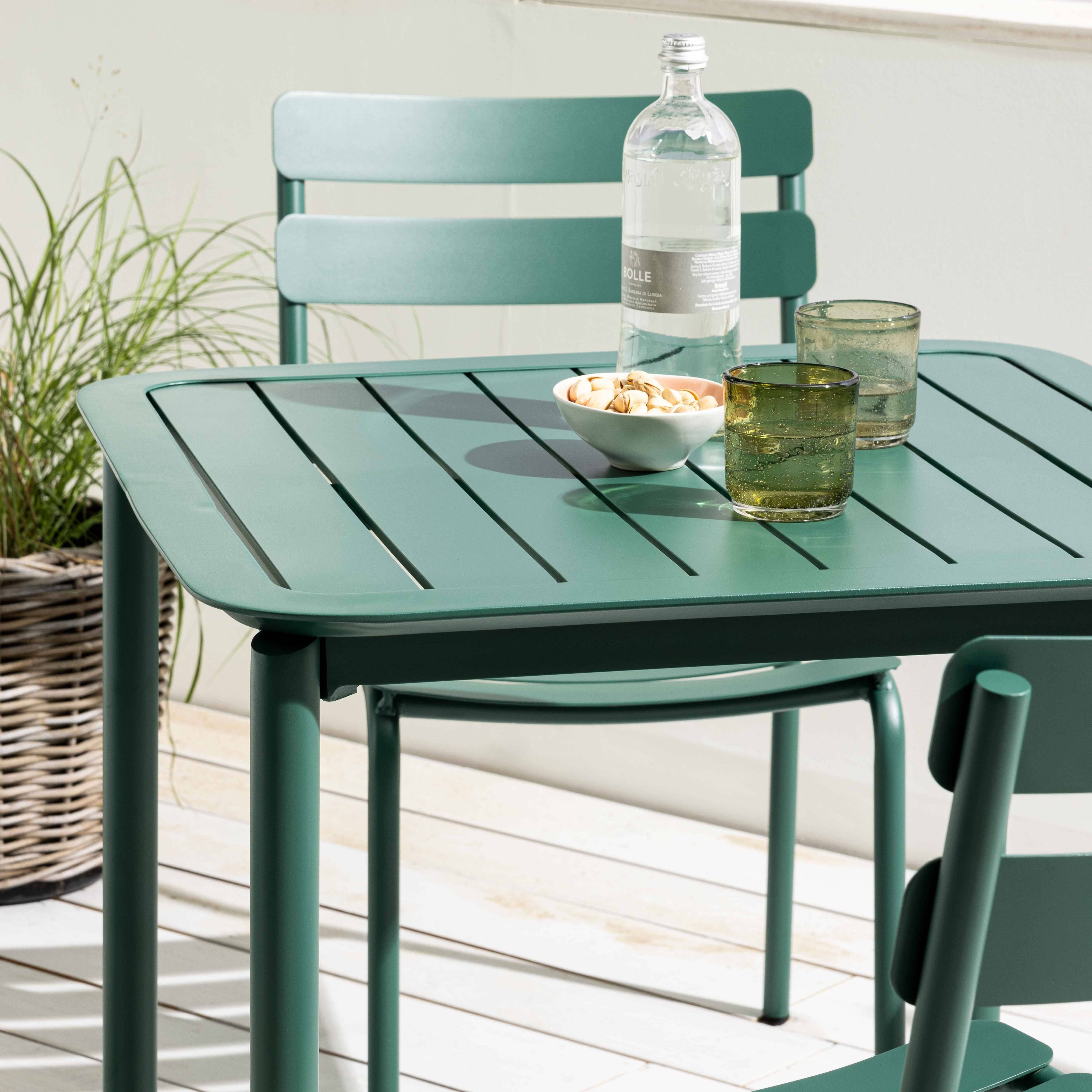 Oviala - Ensemble table de terrasse 70cm et 4 chaises vert foncé Almada - Oviala - Imagen 3