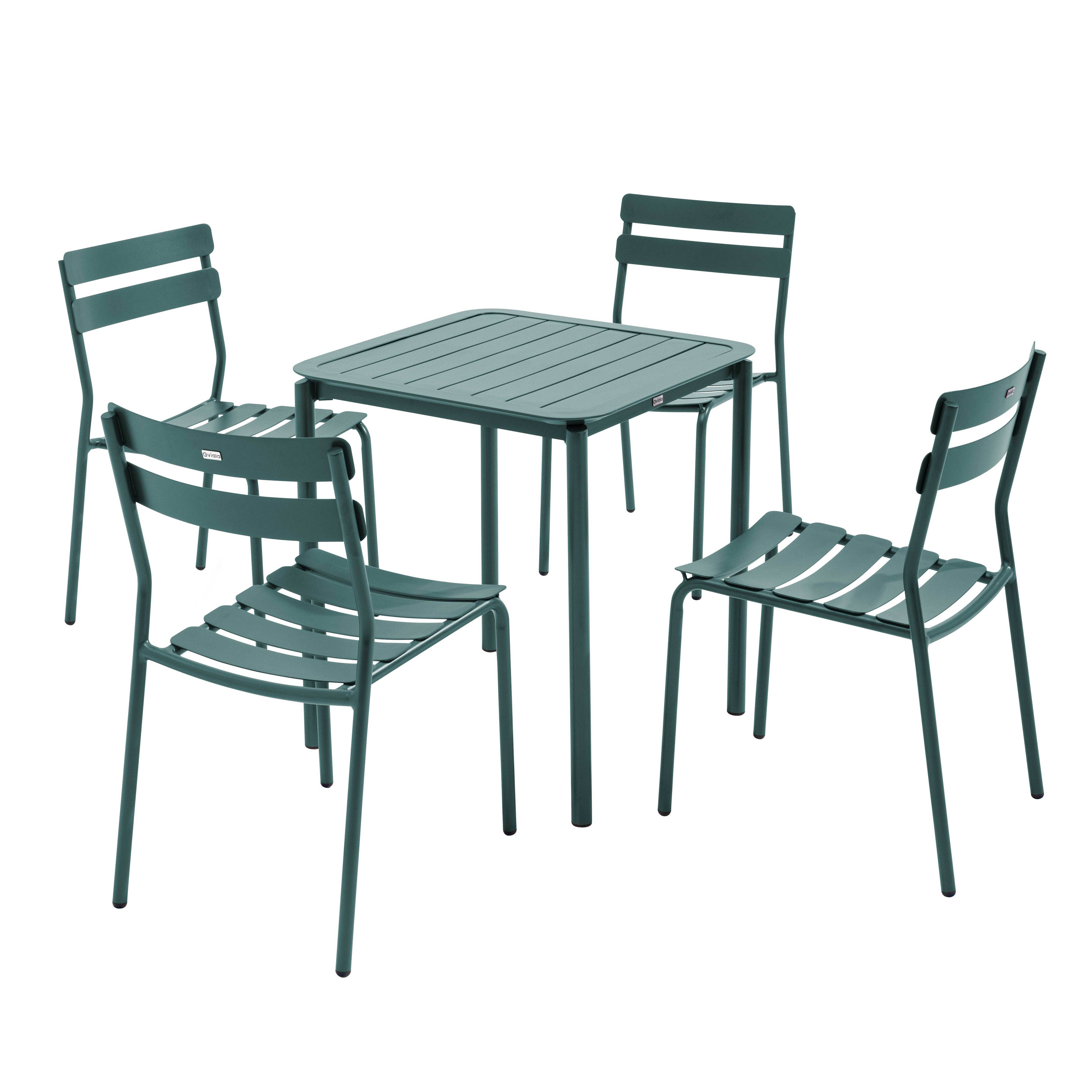Oviala - Ensemble table de terrasse 70cm et 4 chaises vert foncé Almada - Oviala - Imagen 1