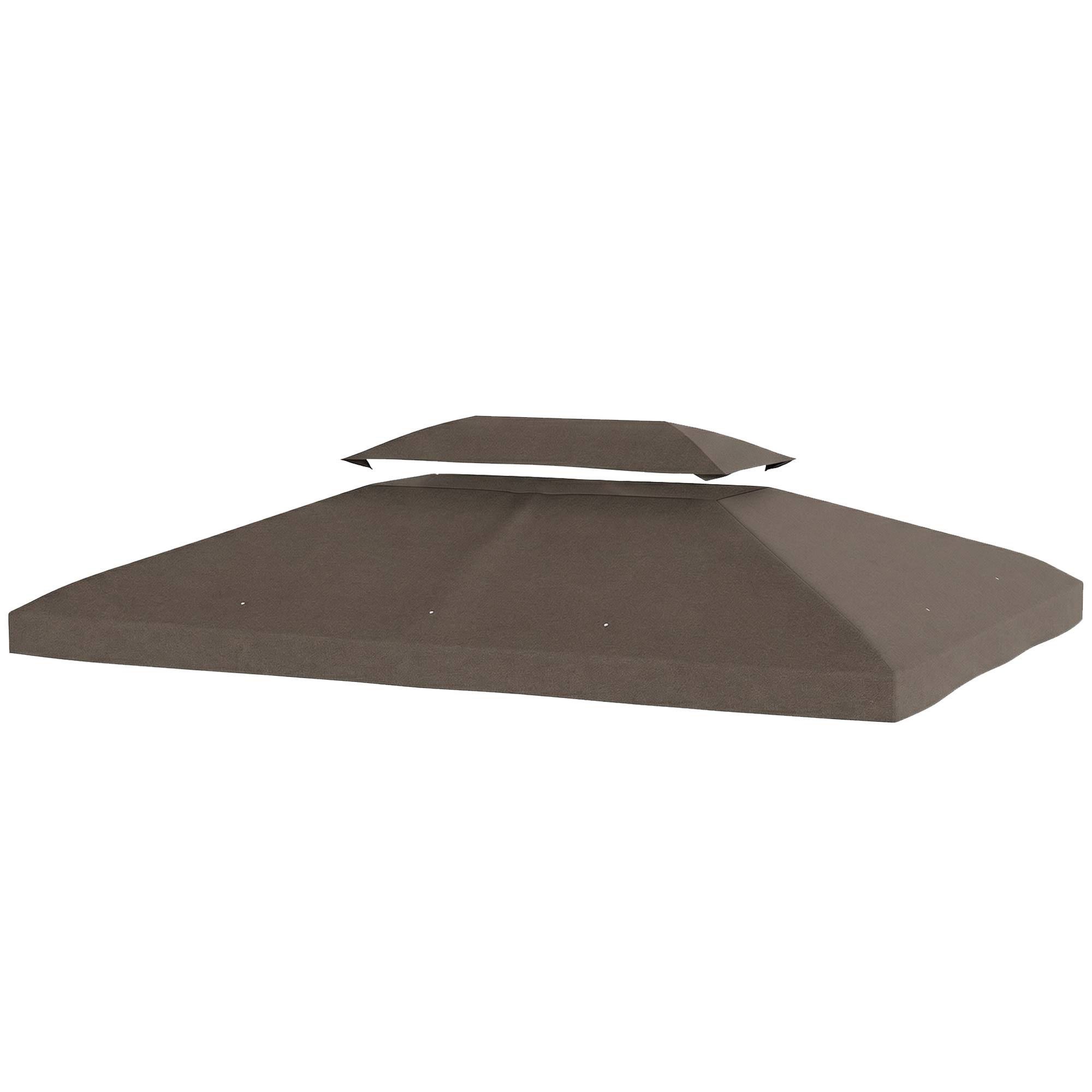 Toit de rechange 4x3 m avec double toit, trous de drainage et protection UV, seul toit sans structure, marron - Image 2
