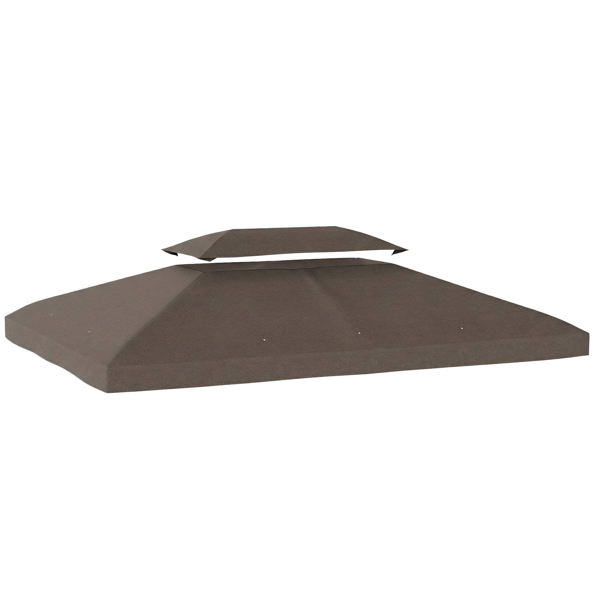 Toit de rechange 4x3 m avec double toit, trous de drainage et protection UV, seul toit sans structure, marron - Image 1