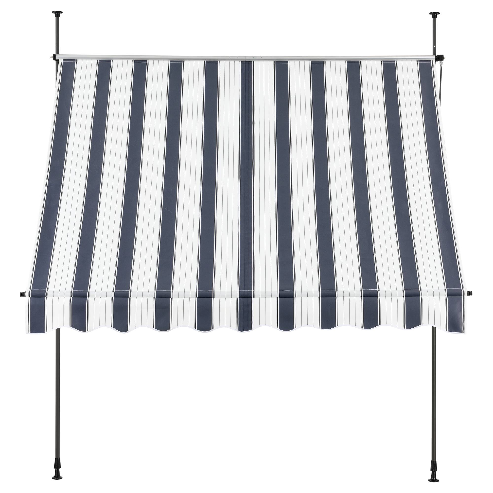 Pro.Tec - Store Banne Téléscopique Acier Polyester 150 x 120 x 220-309 cm Bleu Foncé Blanc [pro.tec] - Imagen 4