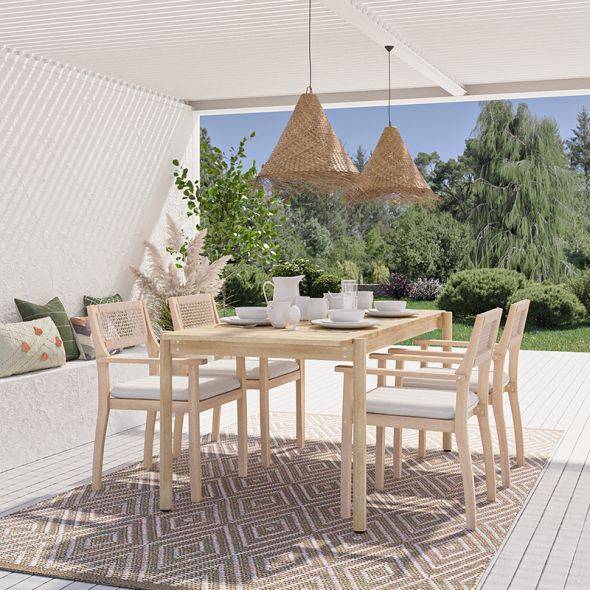 Beau Rivage - Table de jardin SAMOA 180 cm en bois d'acacia blanchi FSC Beau Rivage - Imagen 2
