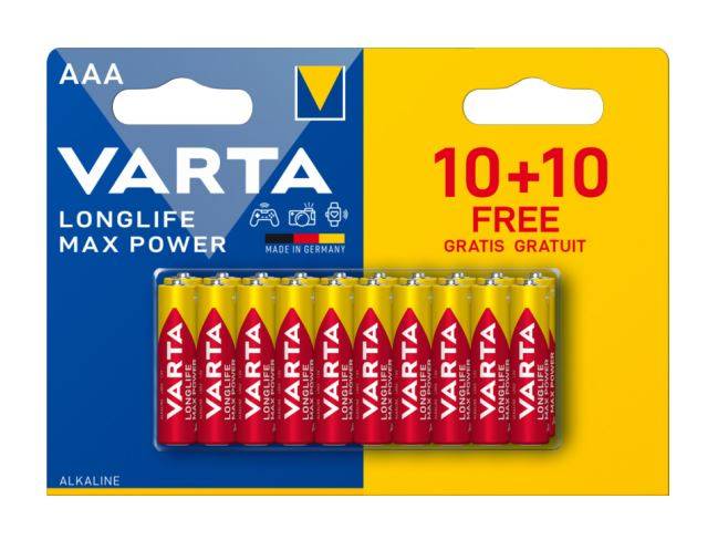 Blister de 20 piles Longlife Max Power AAA/LR03 - VARTA - 4703101490 - Image 2