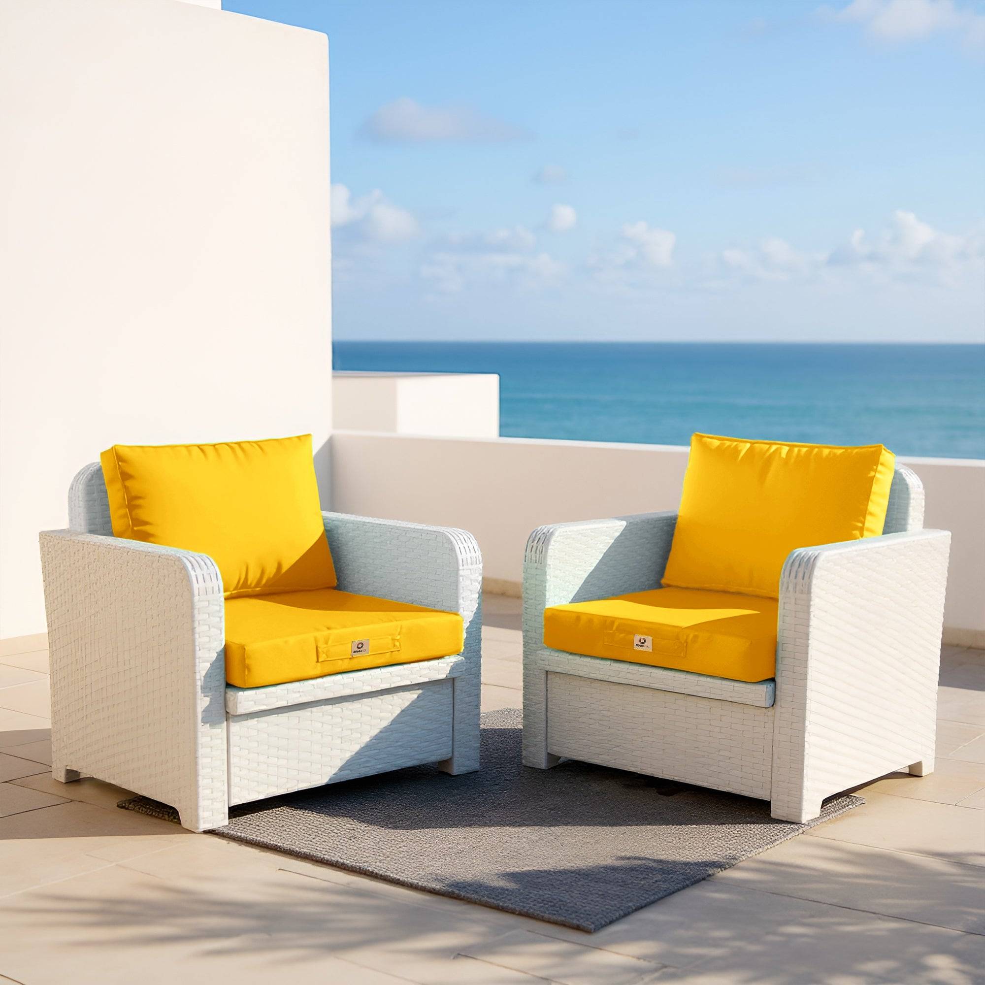 Coussins pour salon de jardin déhoussable 50x60cm Jaune - Déco arts - Image 2