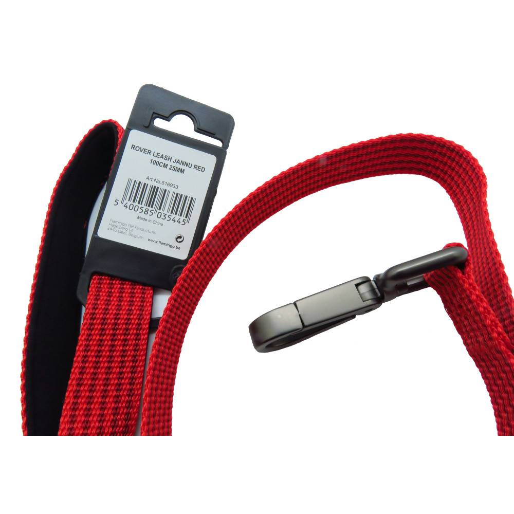 Laisse jannu rouge 1 mètre x 25 mm pour chien. - Imagen 3
