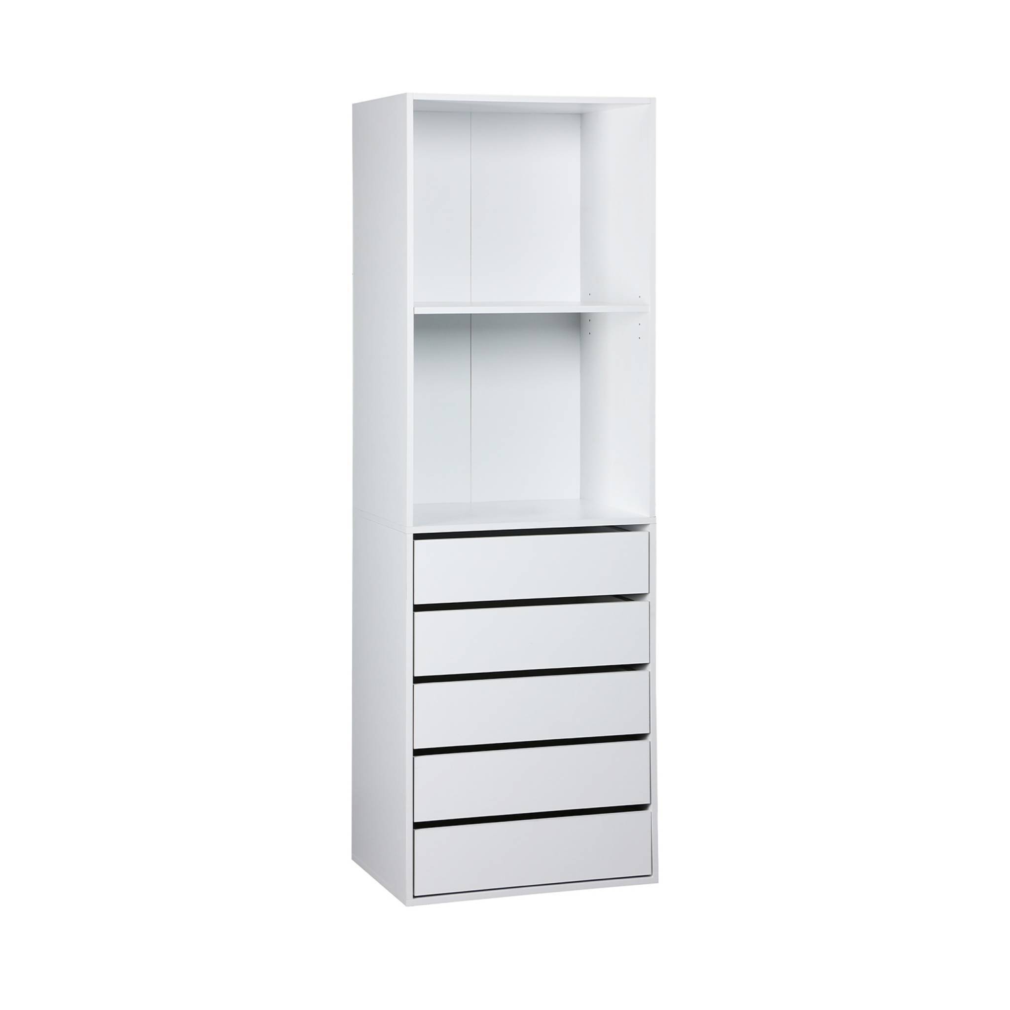 Module dressing avec 5 tiroirs et 2 étagères. blanc. panneaux stratifiés | sweeek - Image 2