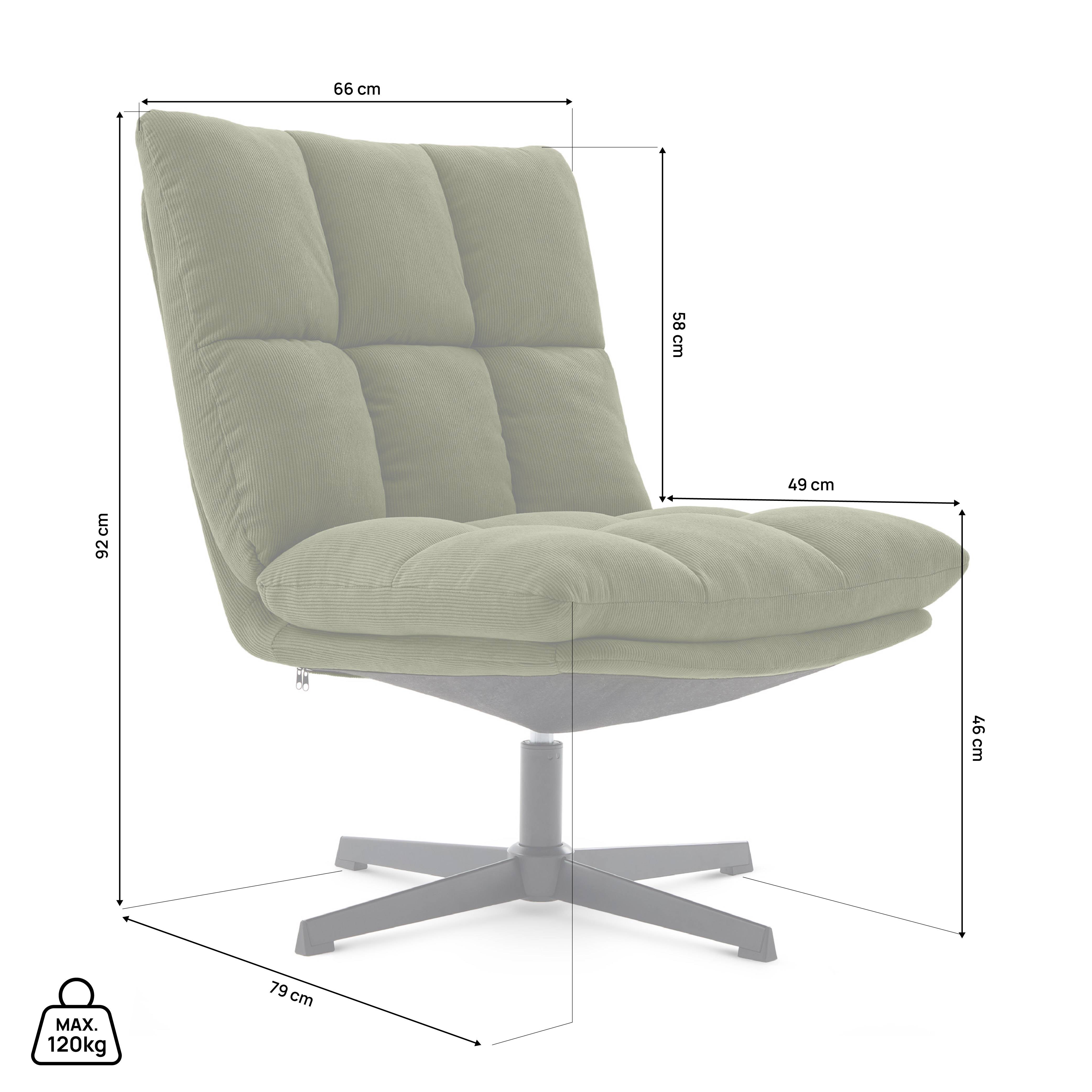 Sicaan Fauteuil pivotant moderne TAO velours côtelé kaki - Image 2